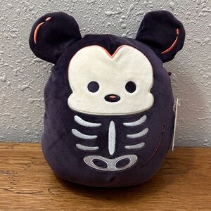 Squishmallows Disney Mickey Mouse Skeleton Purple and White Plush Halloween